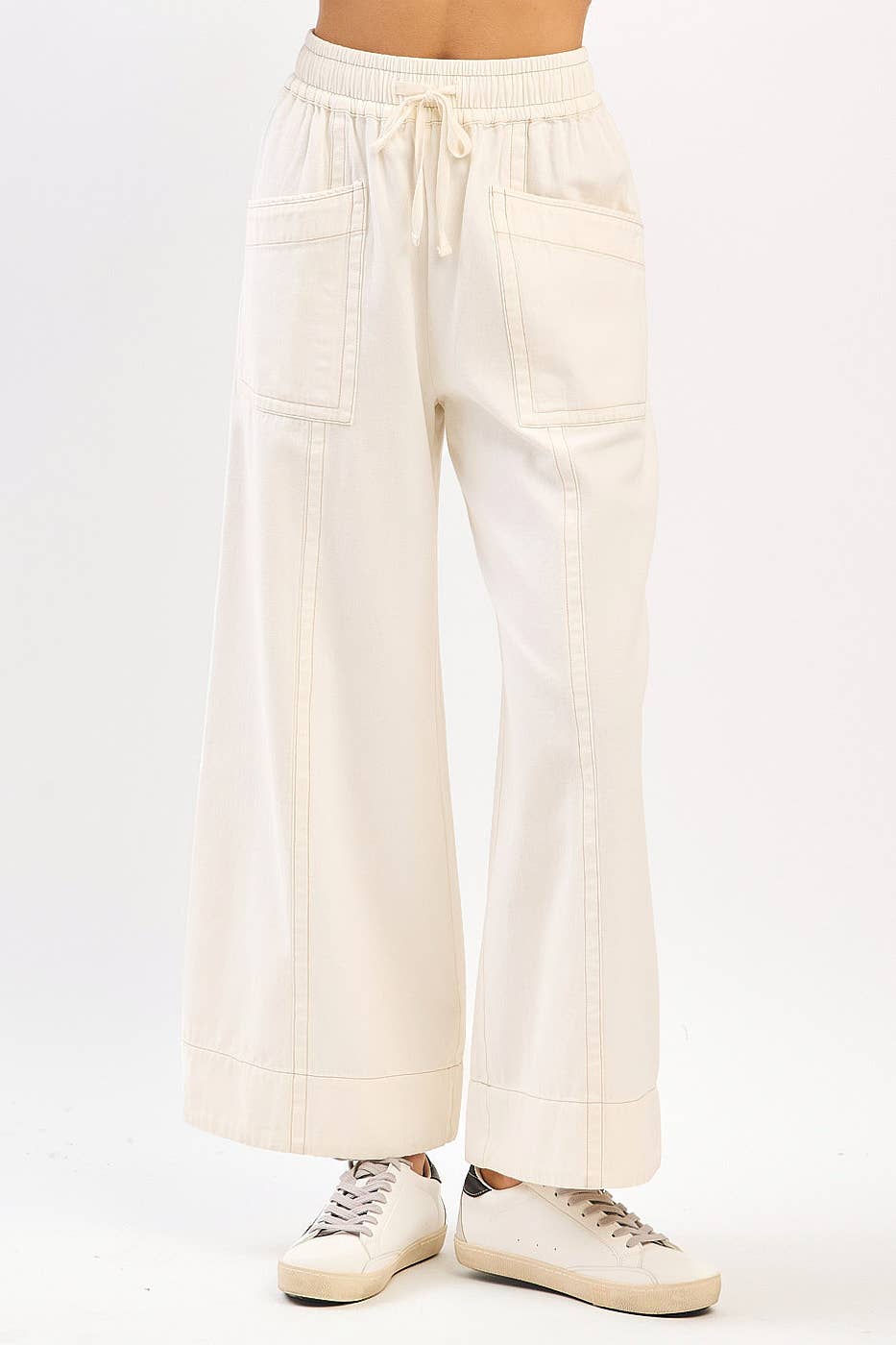 mittoshop - Wholesale Pants - Women's - MINERAL WASH WIDE LEG ELASTIC WAIST TWILL PANTS13