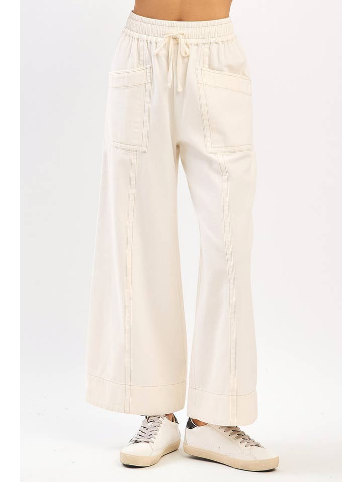 mittoshop - Wholesale Pants - Women's - MINERAL WASH WIDE LEG ELASTIC WAIST TWILL PANTS13