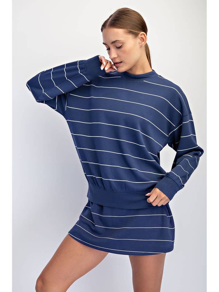 MODAL SCUBA STRIPE CREW NECK TOP for wholesale by Rae Mode