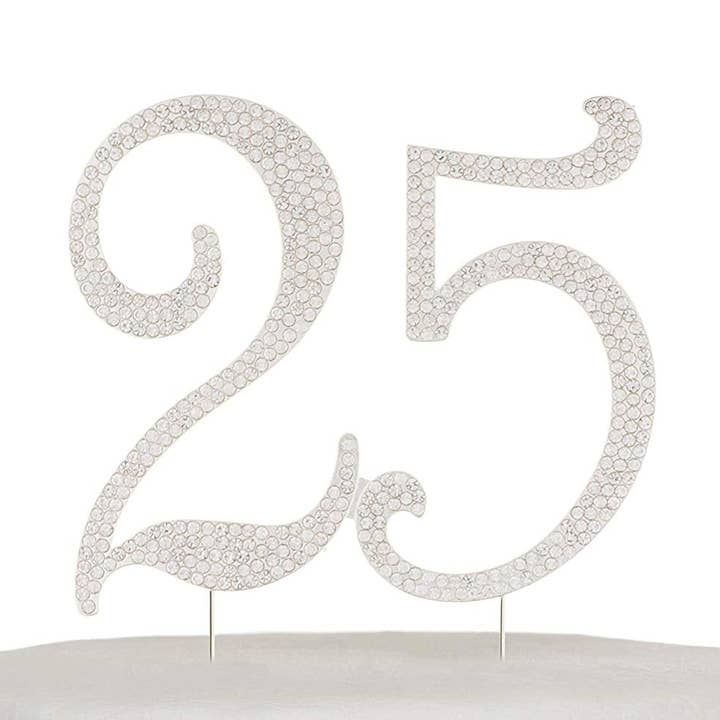 Ella Celebration – Großhandel Kuchen-/Cupcake-Topper – Tortenaufsatz, 25 Stück, Silber0