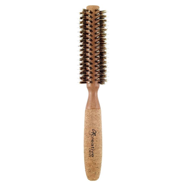 Eco-Friendly Birchwood and Cork Mixed Boar Bristle Round Hair Brush for wholesale by Creative Pro Hair Tools