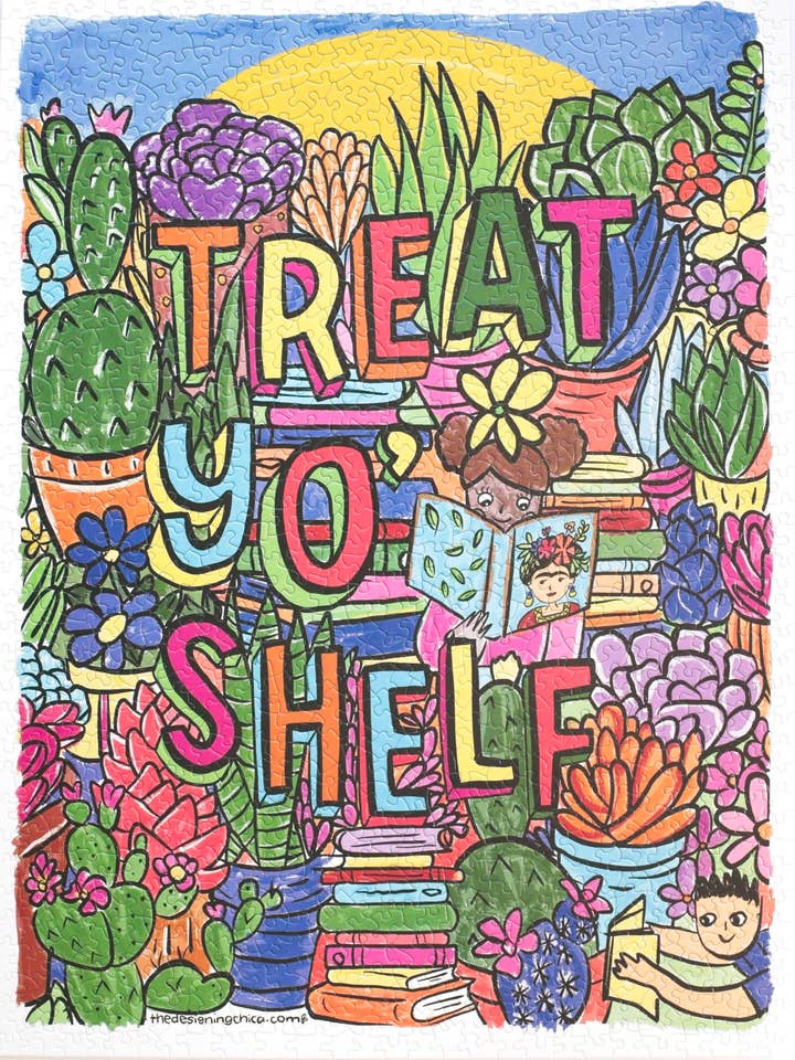 Treat Yo' Shelf 1000-brikkers puslespil af Susana Sanchez for engroshandel hos Oakland Puzzle Company