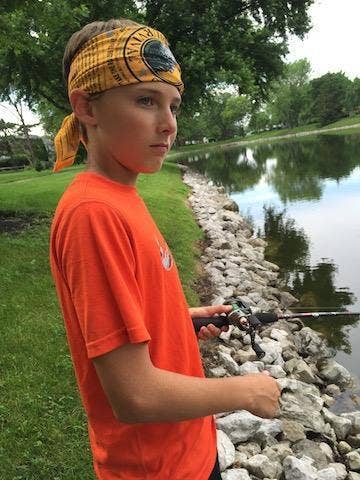 Blaze Orange Wilderness Survival Bandana for wholesale on Faire1