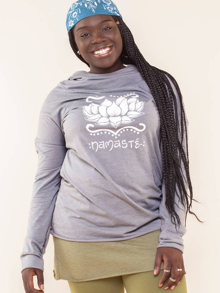 Namaste Lotus Cowl Yoga Hættetrøje for engroshandel hos Soul Flower