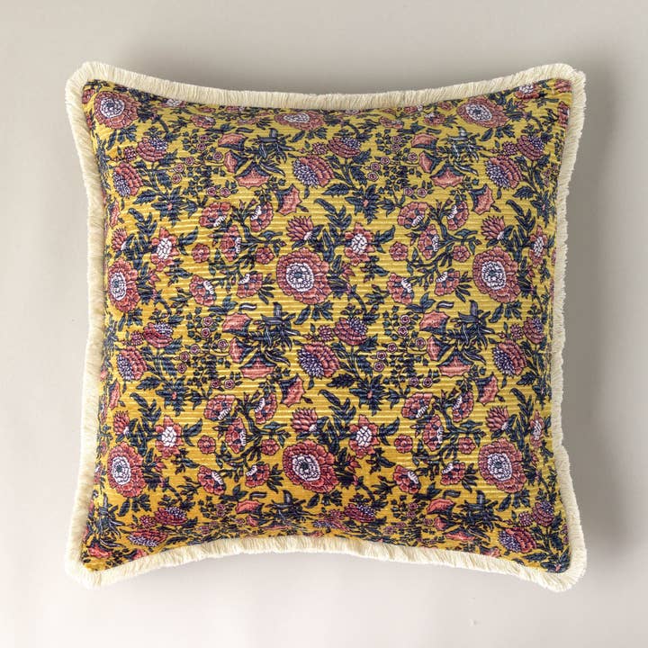 Velvet Vines Fringe Pillow for wholesale by Co.House Designs