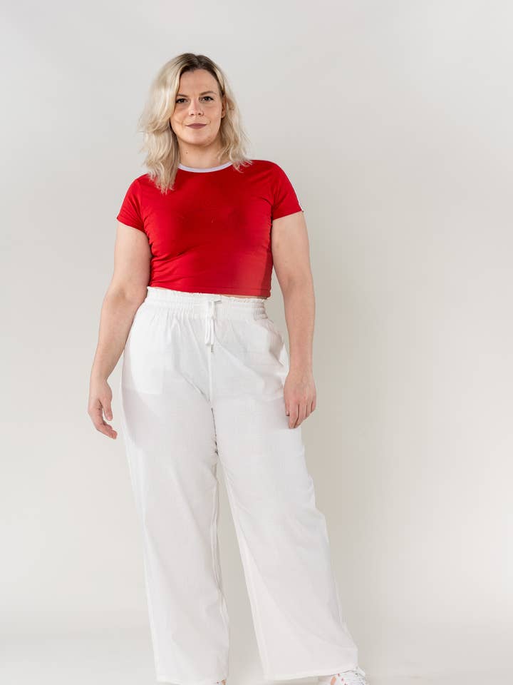Nina Carter - Wholesale Pants - Women's - Plus size linen-style pants Nina Carter elastic A002