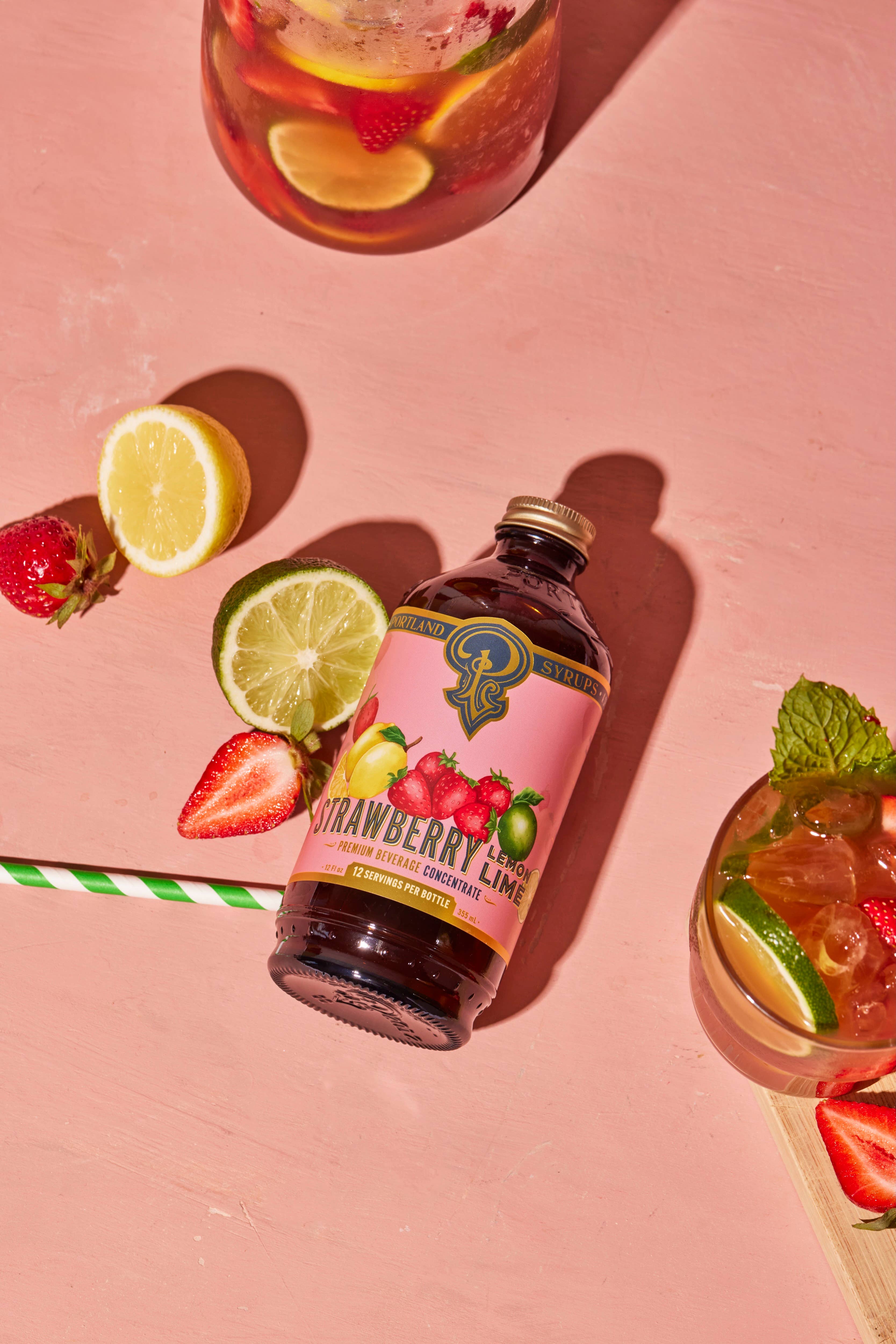 Portland Syrups - Wholesale Cocktail Mix/Syrup - Strawberry Lemon Lime Syrup 12 oz - cocktail / mocktail mix6