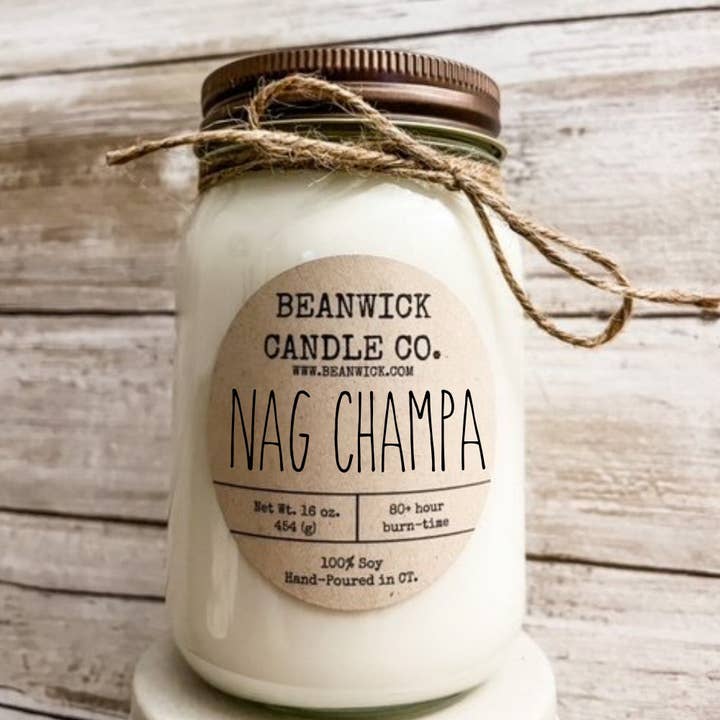 NAG CHAMPA Sojakerze im Einmachglas, einzigartiges Geschenk für den Großhandel von Beanwick Candle Co.