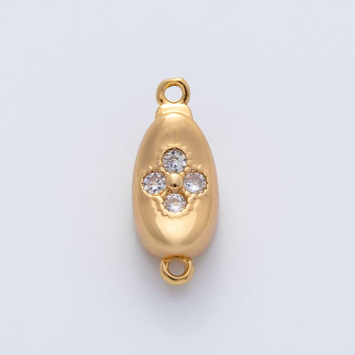 18K Gold Filled 17.5mm Round Embedded CZ Box Clasps Closure Finding | Z1462 for wholesale by Aim Eternal
