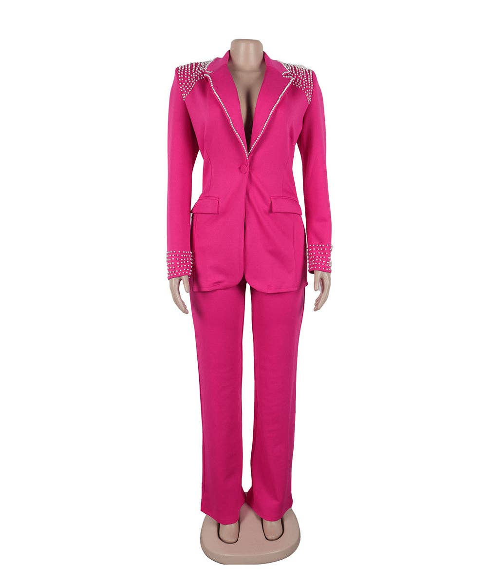 Aria Romance - Wholesale Suit Pants - Women's - Slim Fit Long Sleeve Two-Piece Set4