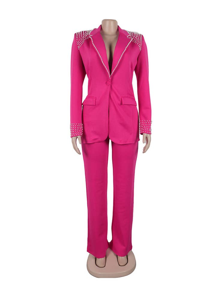 Aria Romance - Wholesale Suit Pants - Women's - Slim Fit Long Sleeve Two-Piece Set4
