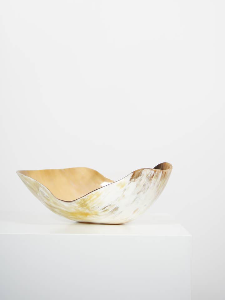 Ankole & Gyr Horn Organic Vessel for wholesale by Black Sheep (White Light)