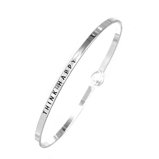 FR4532 THINK HAPPY_3mm Inspired Message Bangle for wholesale by 0011 PREMIERE