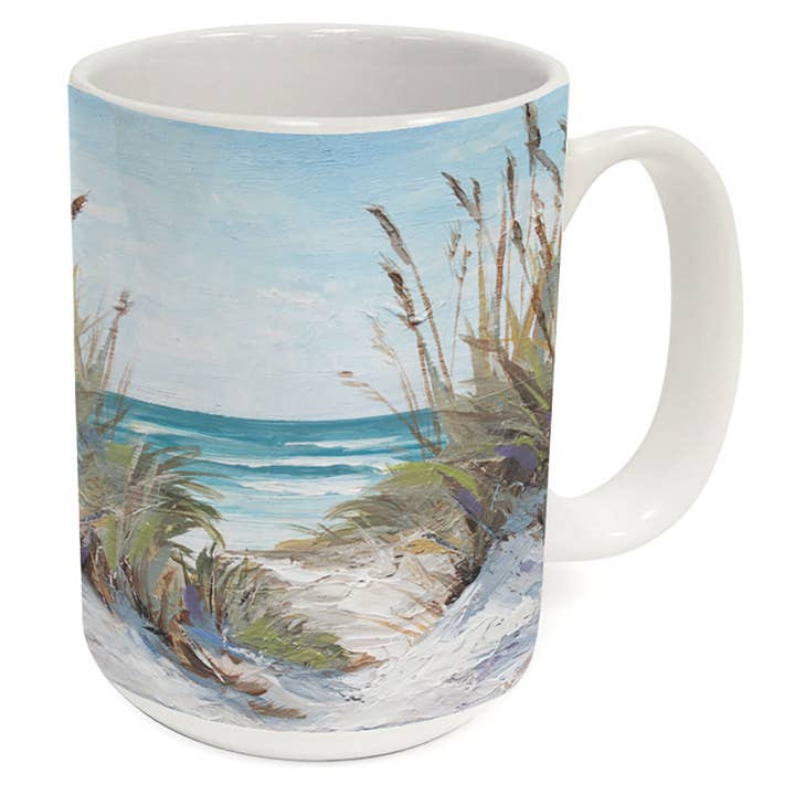 "Seascape" 15 oz. Decorative Ceramic Mug for wholesale by CounterArt/Highland Home/Thirstystone/CoasterStone