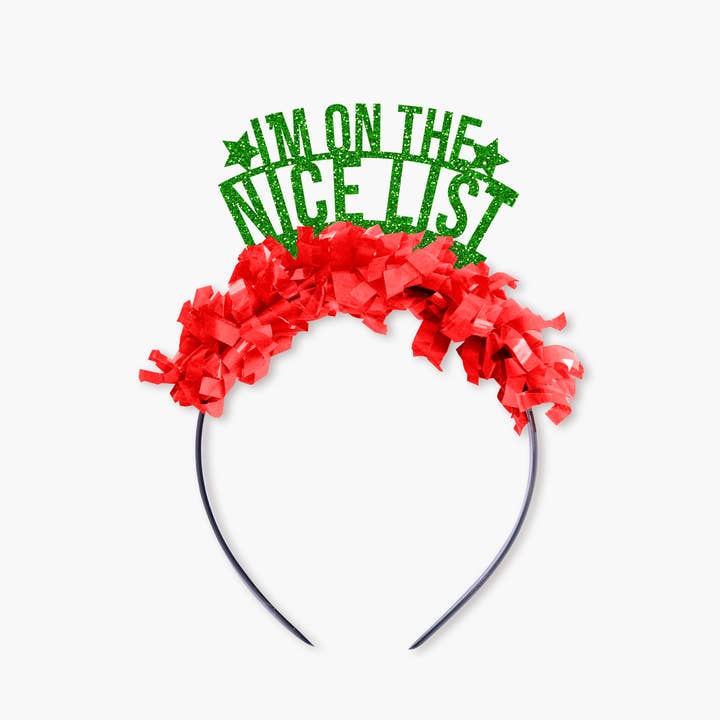 Festive Gal - Wholesale Party Hat/Crown - I'm on the Nice List Christmas Holiday Party Headband Crown