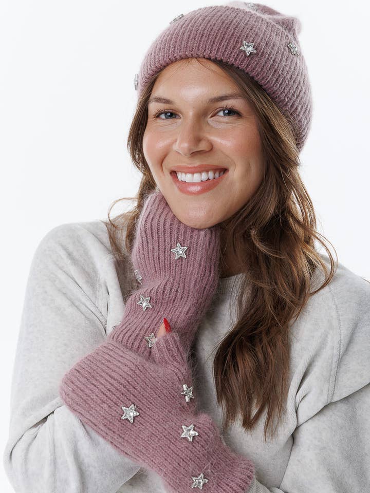 CRYSTAL STAR ANGORA HAT AND GLOVES for wholesale by limlim