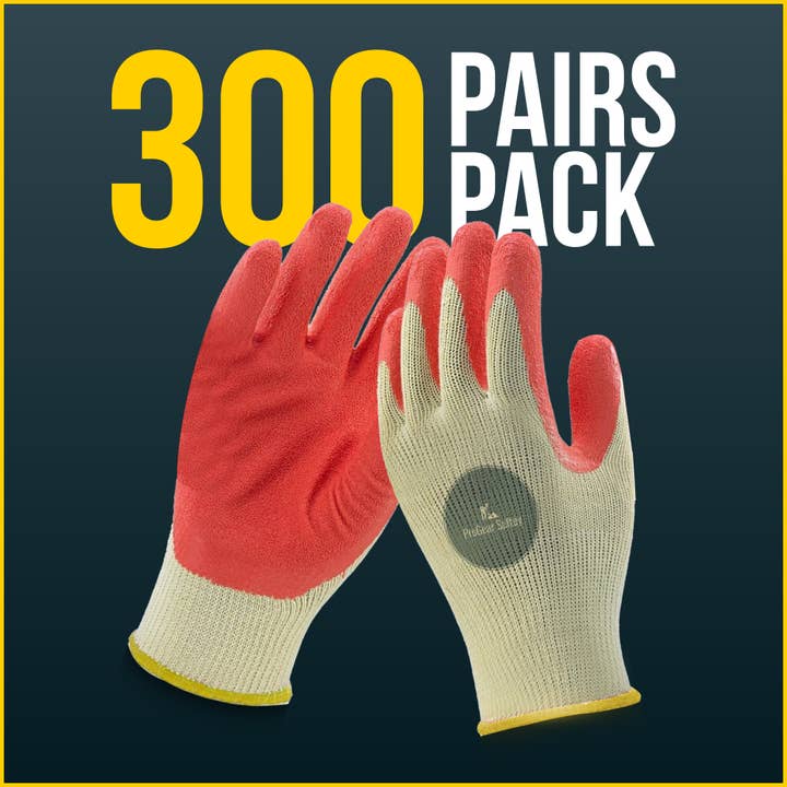 Simplex Brands - Wholesale Gloves - Unisex - Red Palm Latex Cotton Work Gloves (300 Pairs)1