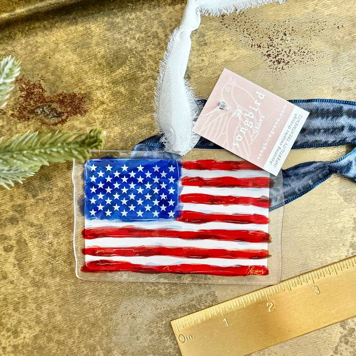 Songbird Grove Collection - Wholesale Ornament - Acrylic American Flag Christmas Ornament