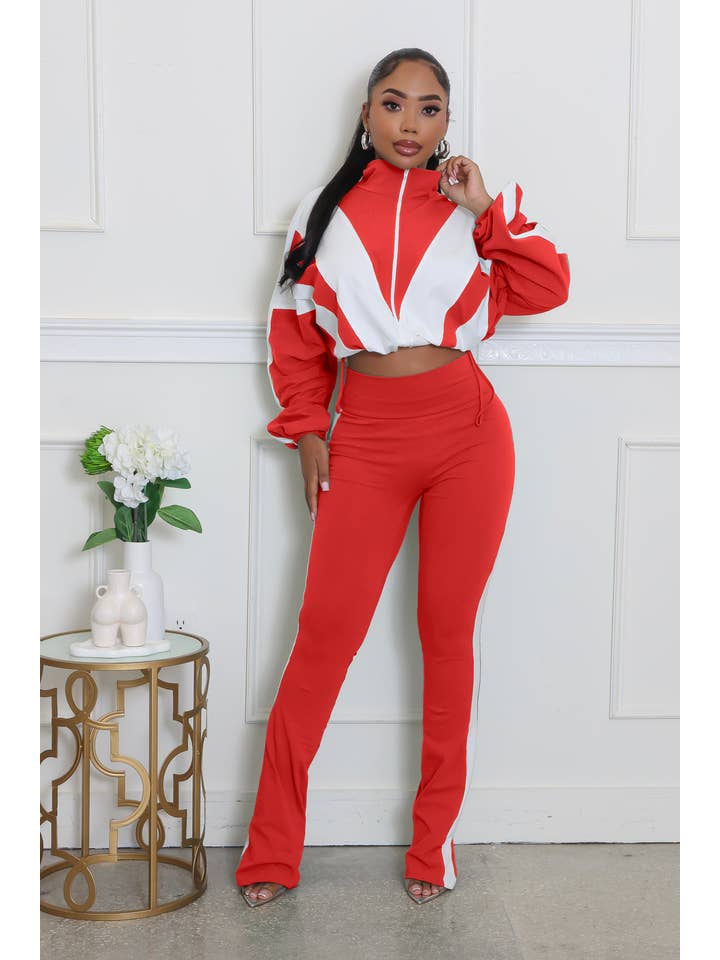 5besties inc - Wholesale Top & Pant Set (NOT Loungewear) - Women's - COLOR BLOCK WINDBREAKER AND FLARE PANTS SET11