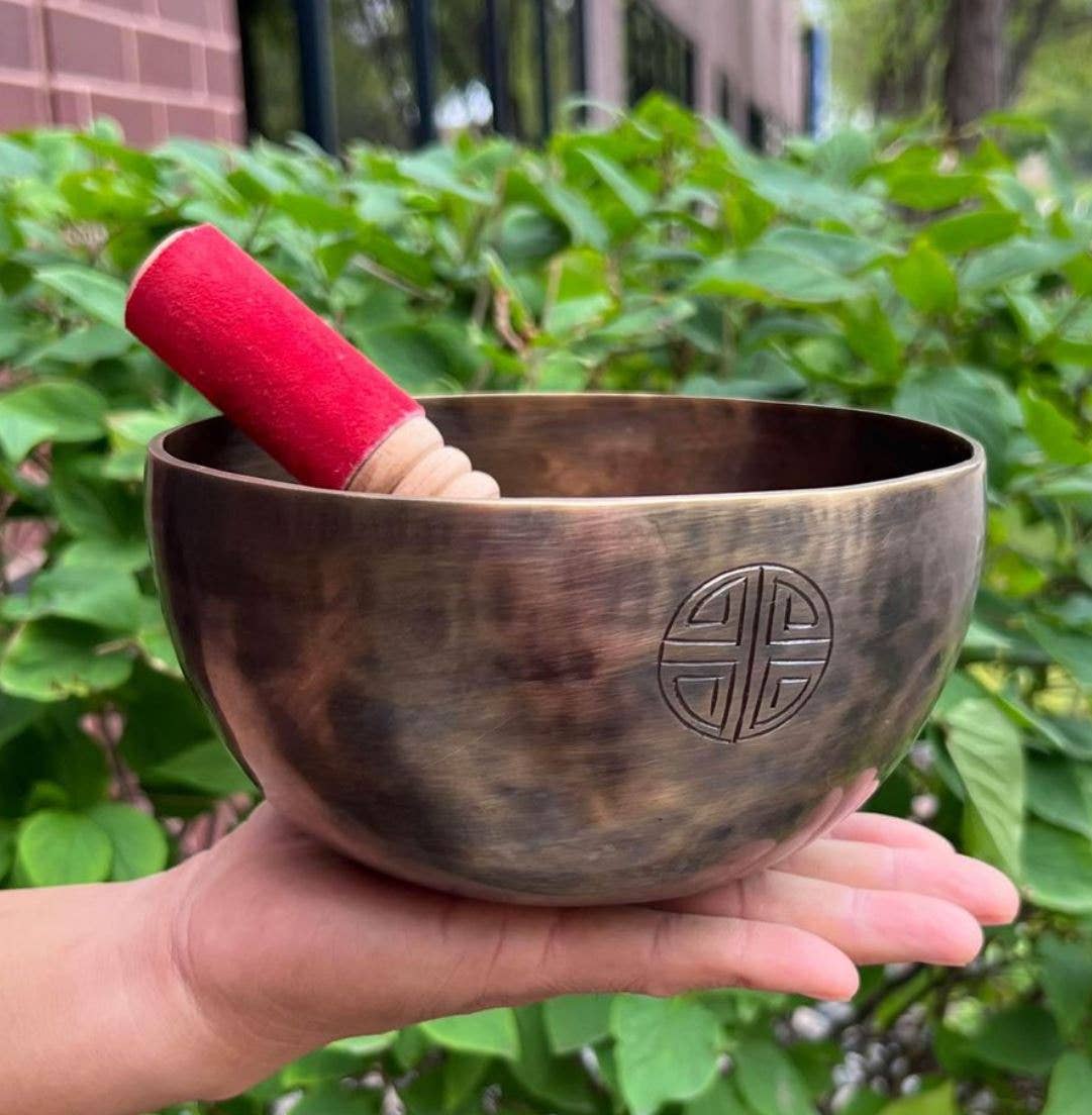 Lungta Imports - Wholesale Musical Instrument - Hand Hammered Tibetan Full Moon Singing Bowl Complete Set5