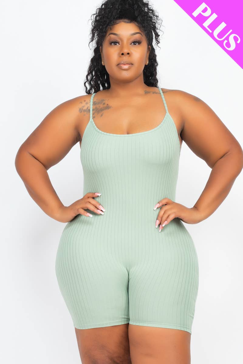 CAPELLA APPAREL - Wholesale Romper - Women's - Plus Ribbed Bodycon Romper1