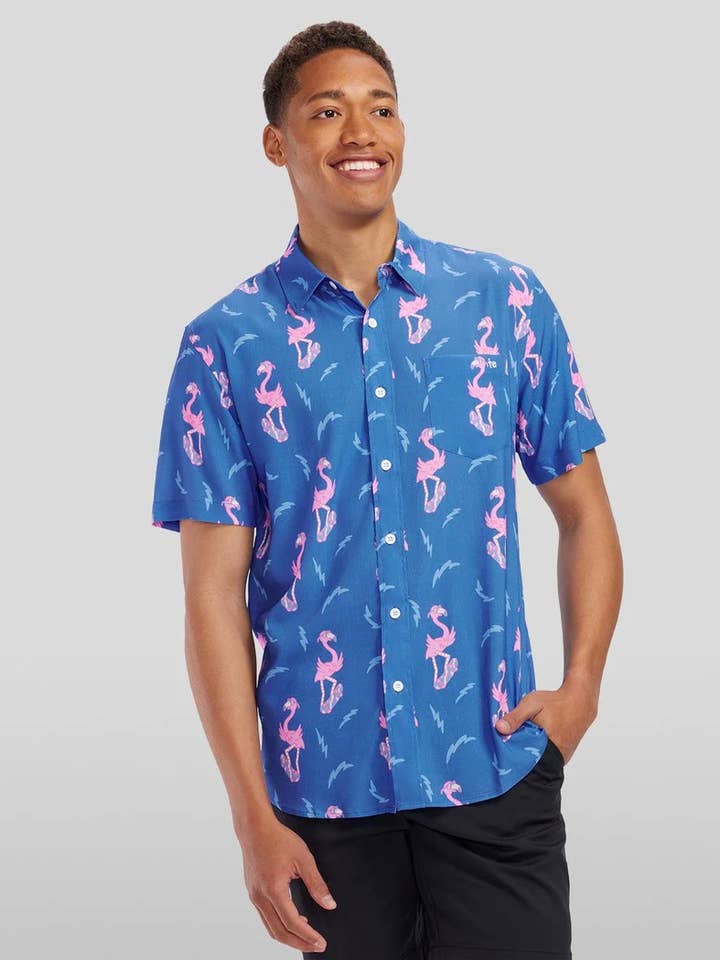 Tipsy Elves - Wholesale Button Down Shirt - Men's - Board of Paradise Hawaiian Shirt - Men's Summer Button Down1