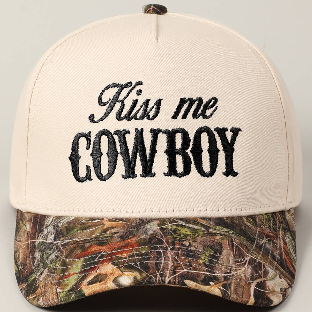 Fashion City - Wholesale Baseball Cap - Unisex - Kiss Me Cowboy Embroidery Two-Tone Cap24