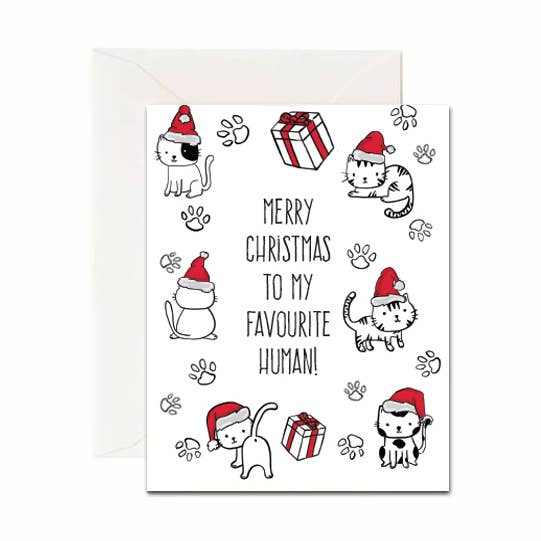 Merry Christmas To My Favourite Human Card - Cat for wholesale by Jaybee Design
