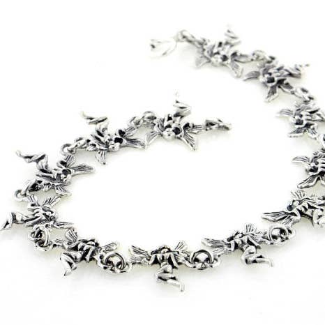 Gliederarmband Fairy Faery aus Sterlingsilber, 17,8 cm für den Großhandel von Silver Insanity
