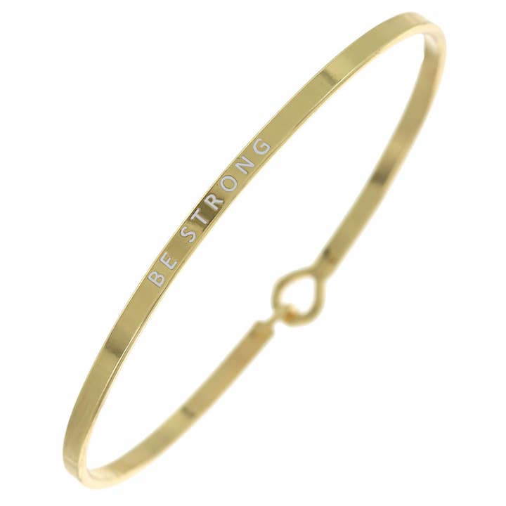 0011 PREMIERE - Vendita all'ingrosso Bracciale a polsino - Bracciale rigido in ottone con messaggio ispirato a FR3625 BE STRONG_3mm3