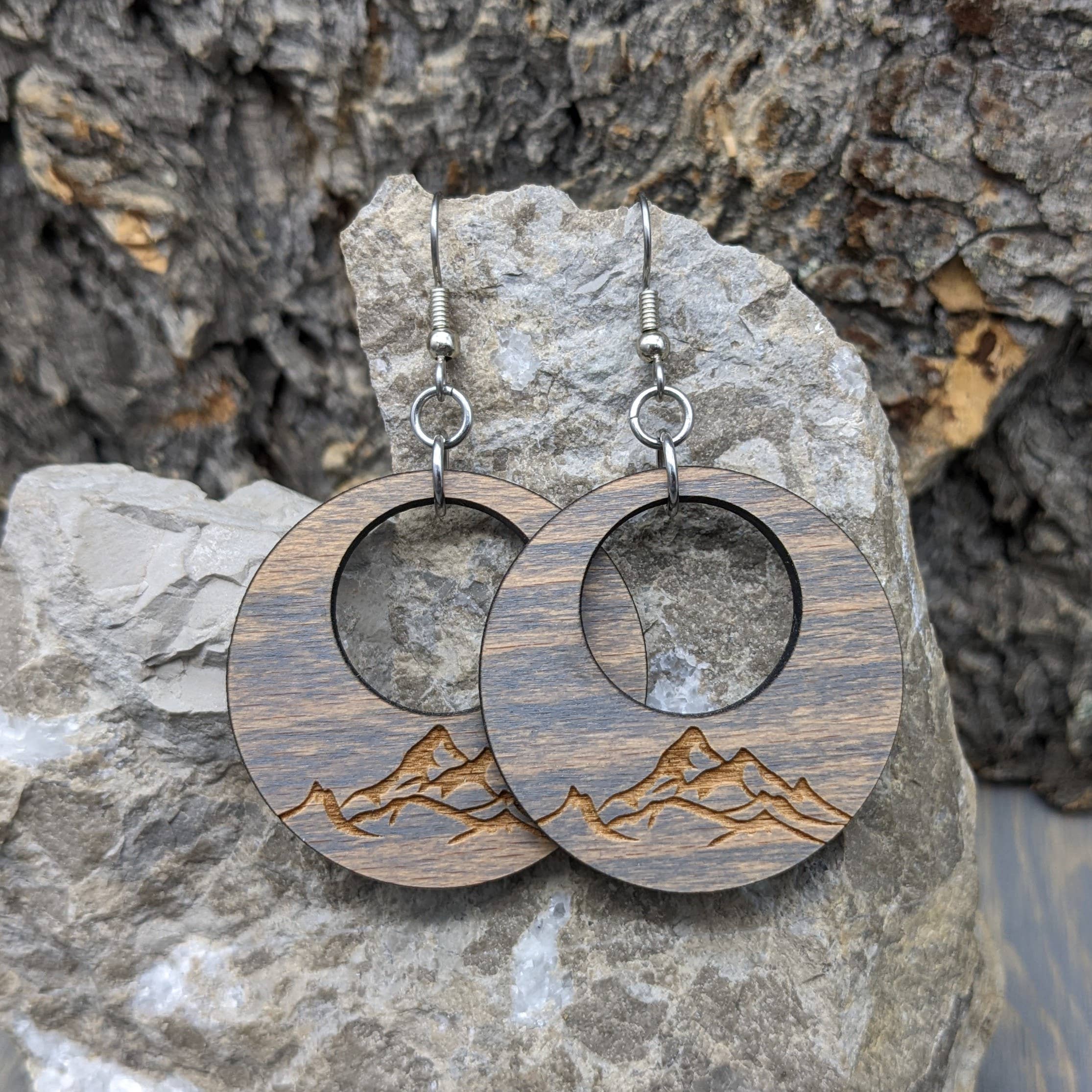 The Forest and Forge - Wholesale Dangle Earrings - Mountain Hoop Wood Earrings2