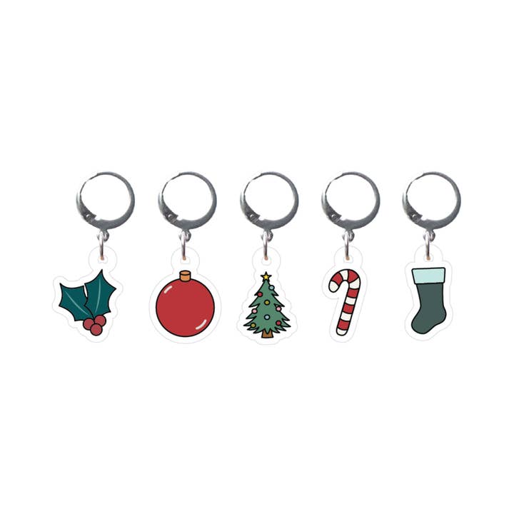 Holiday Stitch Marker Set for wholesale by Camp Stitchwood