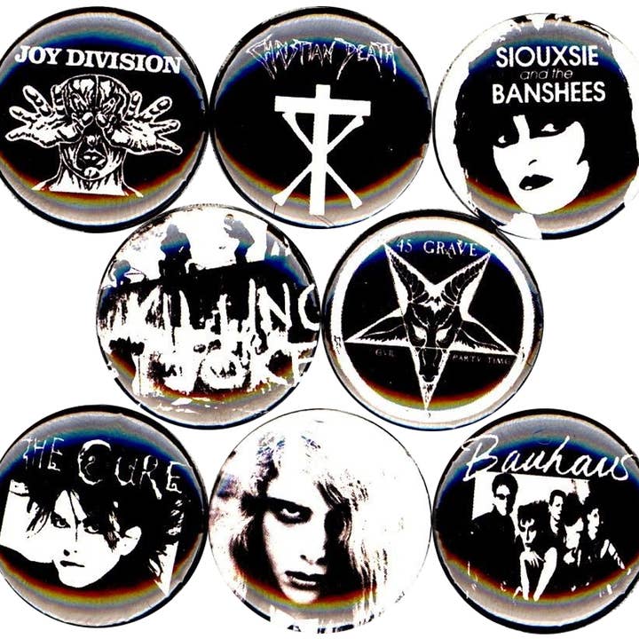 Death Rock x 8 1"inch pins buttons badges goth gothic horror for wholesale by Pinbax Express