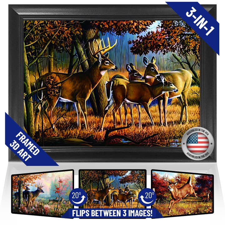 Changin Deer Framed Poster Print 3D Lenticular Wall Art for wholesale by Lentics