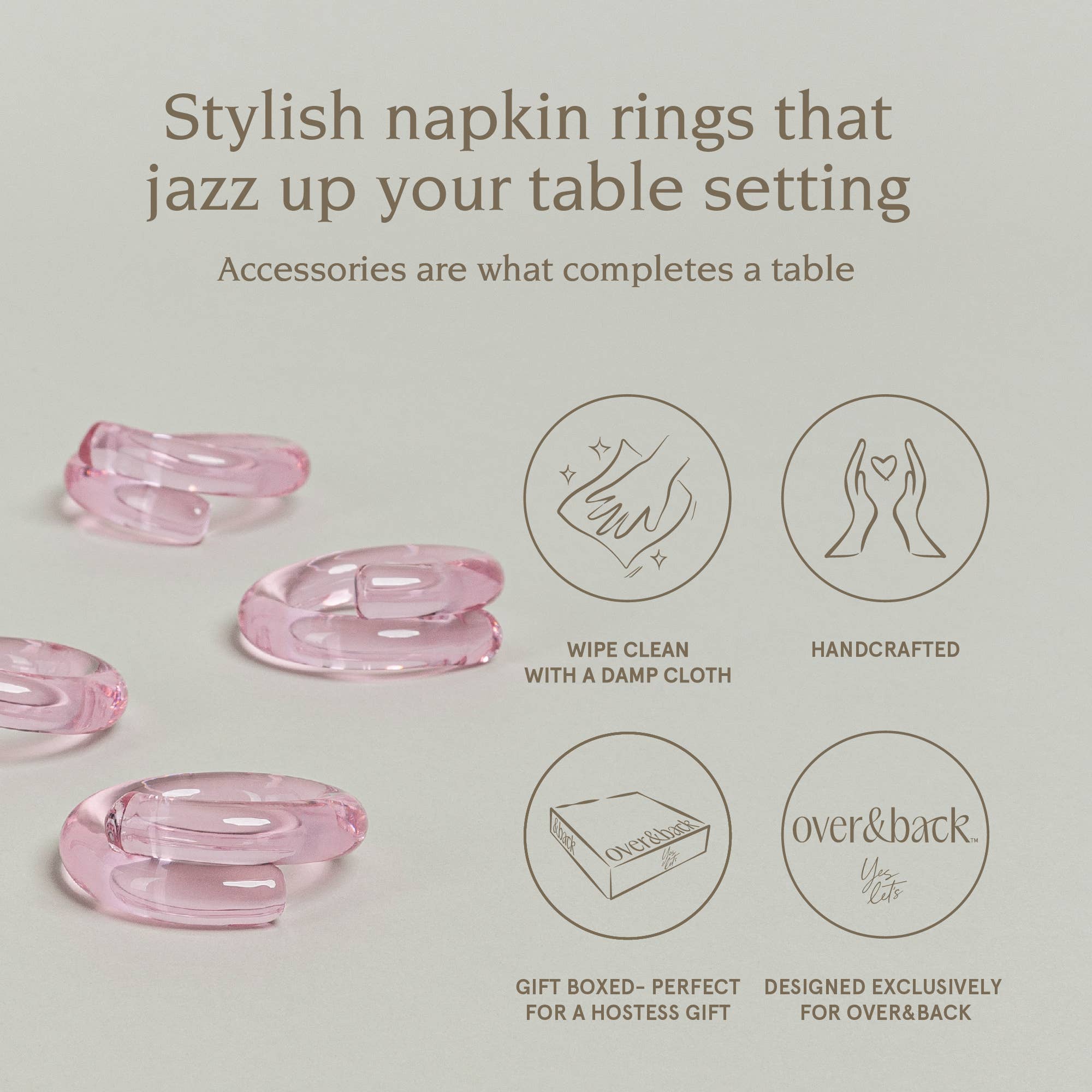 over&back - Wholesale Napkin Ring - Glass Napkin Rings – Hosting Essential – Set of 413