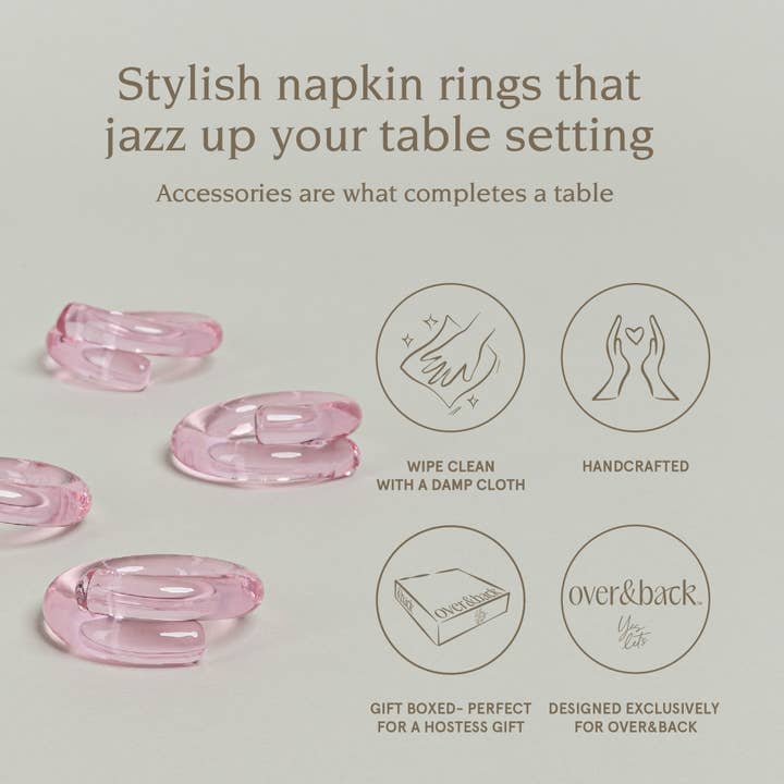 over&back - Wholesale Napkin Ring - Glass Napkin Rings – Hosting Essential – Set of 413