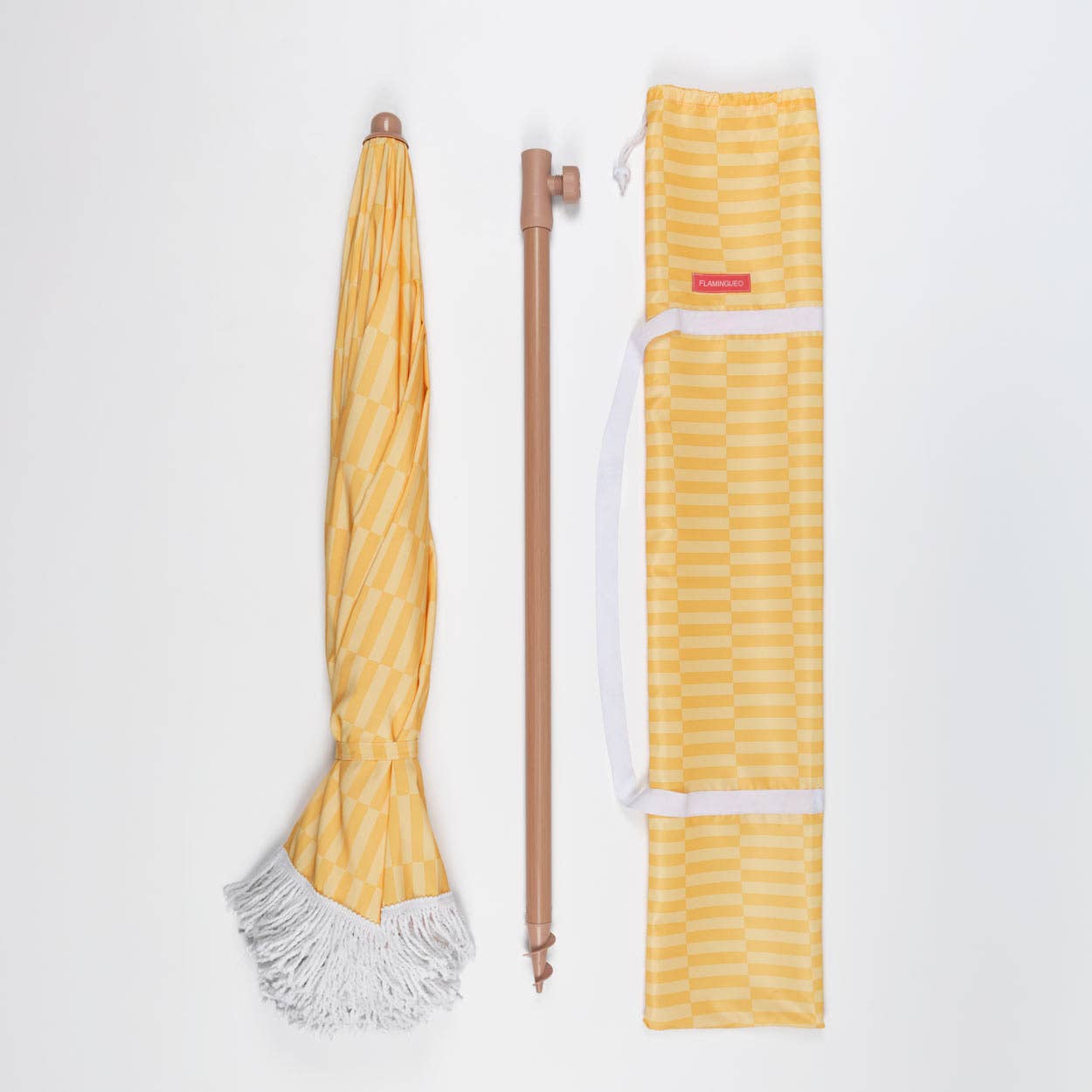 Flamingueo - Wholesale Beach Umbrella - Yellow striped umbrella3