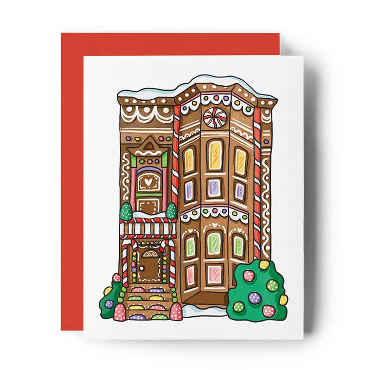 San Francisco Gingerbread House Illustrated Holiday Card for wholesale by Brenna Daugherty Illustration