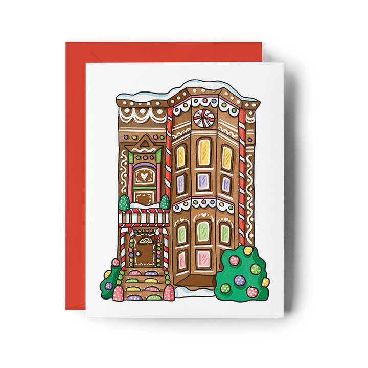 Brenna Daugherty Illustration - Wholesale Season's Greetings Card - San Francisco Gingerbread House Holiday Cards - Set of 6