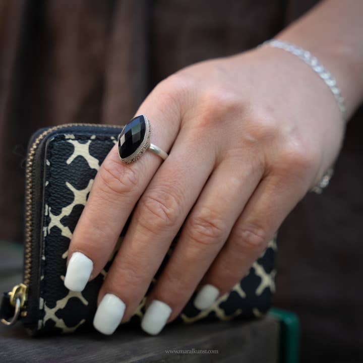 Maral Kunst - Wholesale Cocktail/Statement Ring - Black Onyx Handmade Silver Mexican Ring1