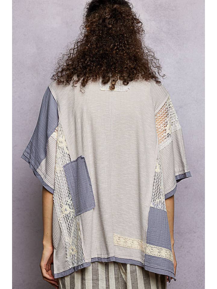 Pol Clothing - Wholesale Button Down Shirt - Women's - Collared Studded Button-down Short Sleeve Knit Shirt Top26