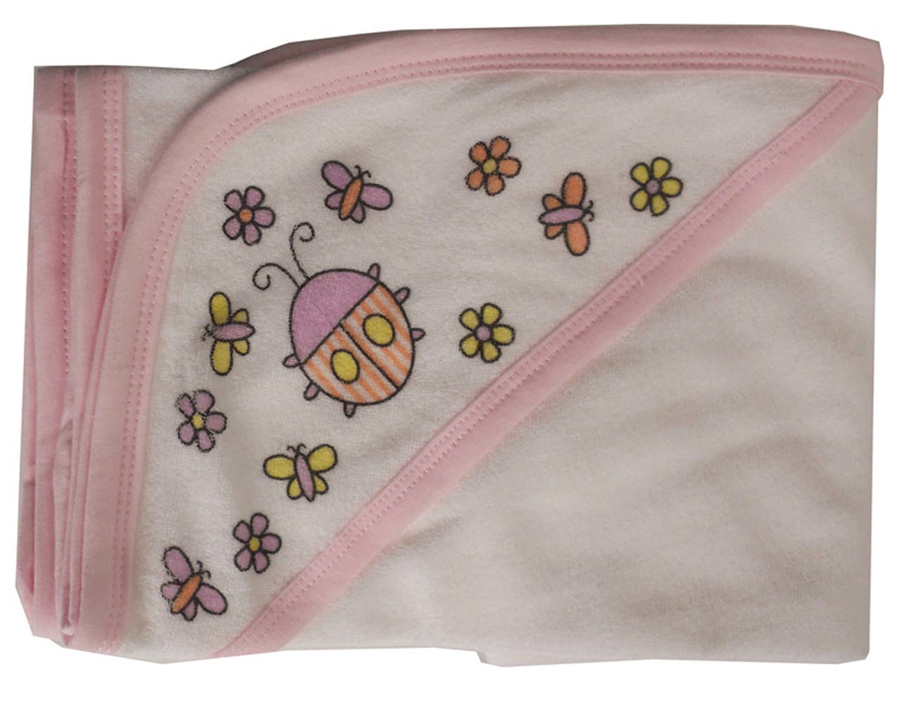 Bambini Infant Wear inc. - Vente Sortie de bain - Enfant et bébé - Serviette à capuche avec reliure rose et sérigraphie3