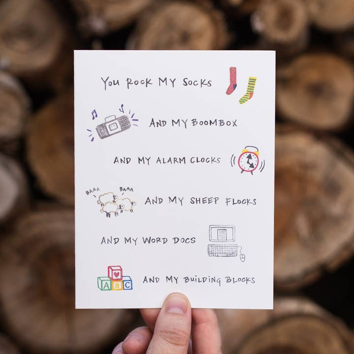 Rock My Socks | Tarjeta de Amor y Amistad para venta al por mayor de Lacelit | Stationery & Gifts by Kimberly Kuniko