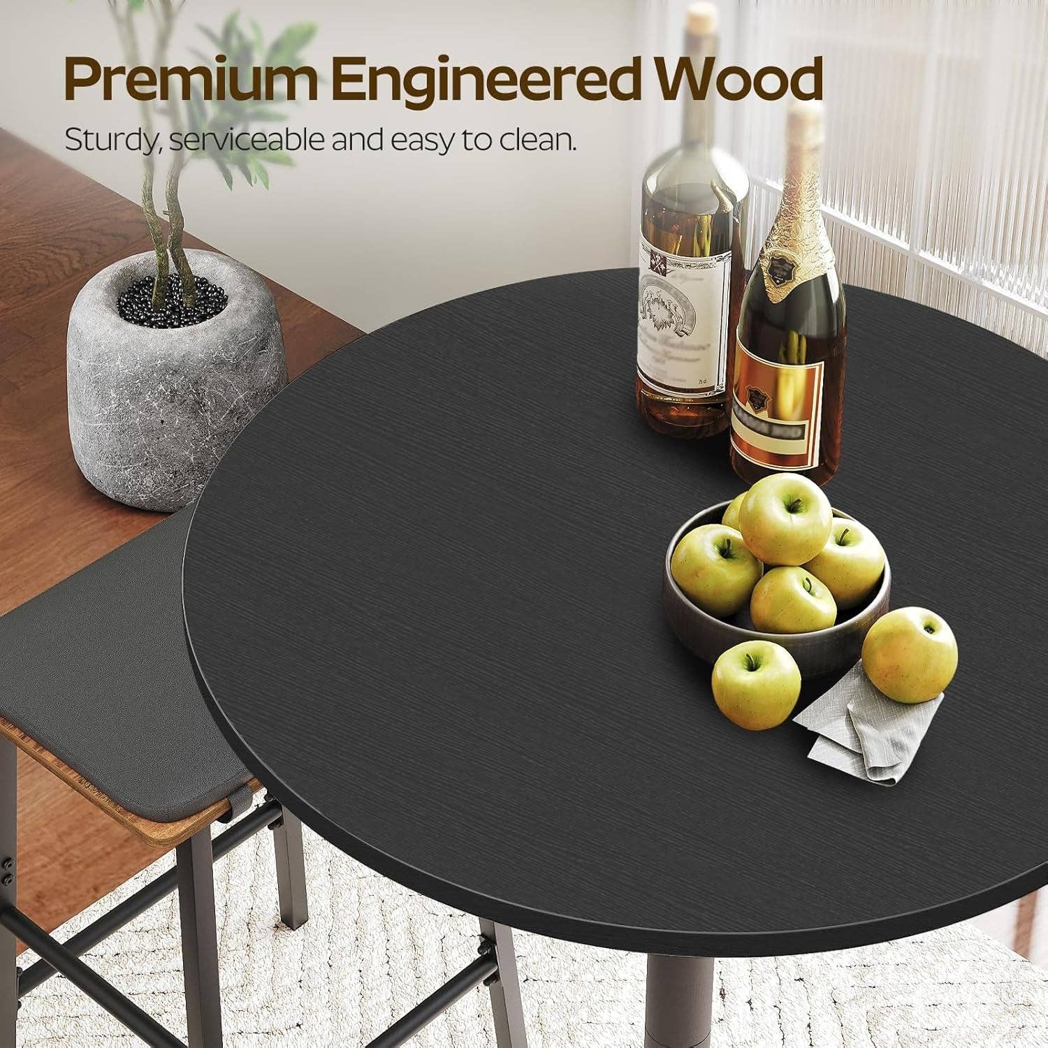 Round Counter height Bar Table Set Industrial Black for wholesale on Faire4