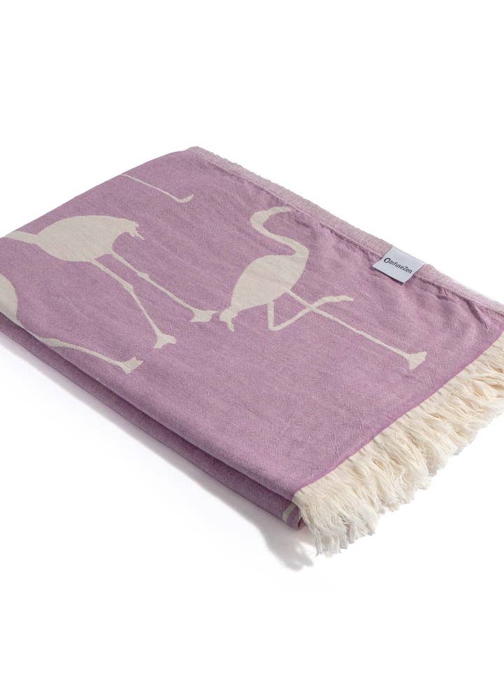 Flamingo Cotton Peshtemal Turkish Beach Towel, Lilac
for wholesale by InfuseZen