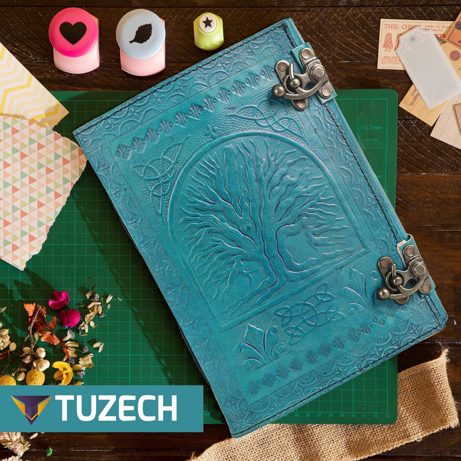 Tuzech Leather - Vente Journal intime - Tuzech grand journal de vie de 600 pages | journal en cuir | carnet de notes grand arbre de vie embossé | carnet d'écriture en cuir | journal en cuir fait main | grimoire en cuir | carnet de croquis en cuir 7 x 10 relié par fil17