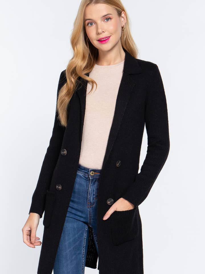 ,,..._ SI-21143 FITTED LONG SLEEVE SWEATER JACKET for wholesale by 42POPS