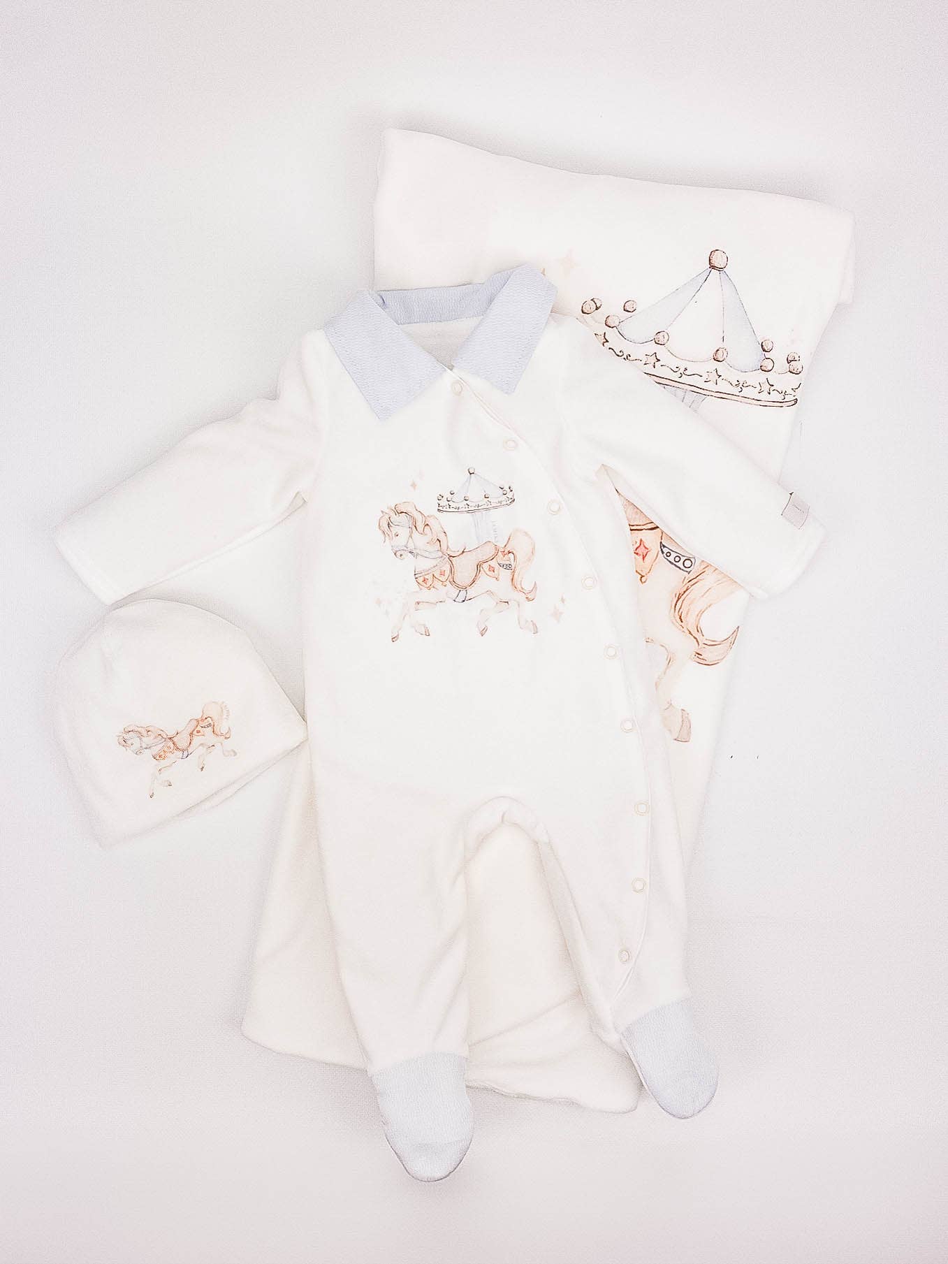 Ecru Cotton Velour Babygrow Janik for wholesale on Faire1