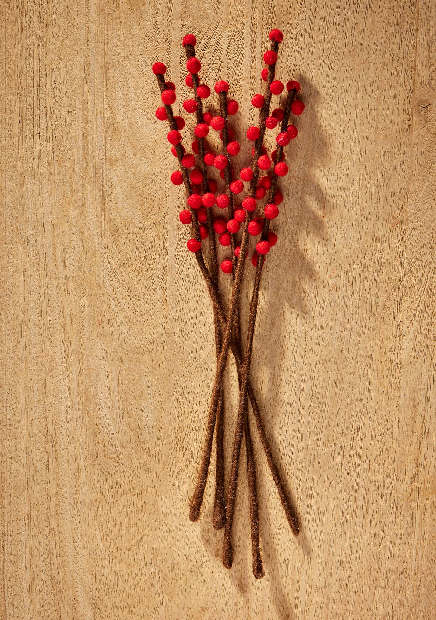 Namaste - Wholesale Artificial Flowers - Bunch of 5 Felt Red Berry Stems2