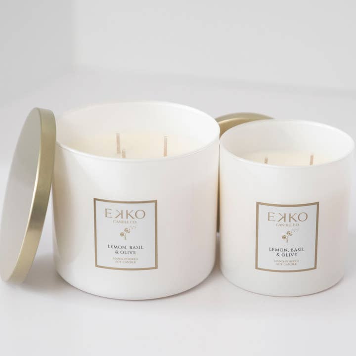 Lemon, Basil & Olive 9.5 oz & 17 oz for wholesale by EKKO Candle